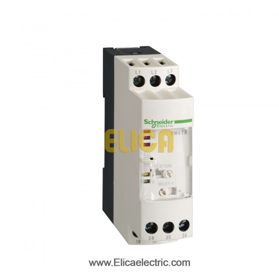 رله کنترل فاز RM4-T اشنایدر الکتریک با آستانه ولتاژ تنظیمی 198 ولت (تشخیص قطعی، توالی فاز و افزایش و کاهش ولتاژ) 