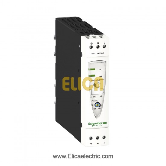 منبع تغذیه اشنایدر الکتریک 72 وات 24 ولت DC با ولتاژ ورودی 100 تا 240 ولت و خروجی 3 آمپر